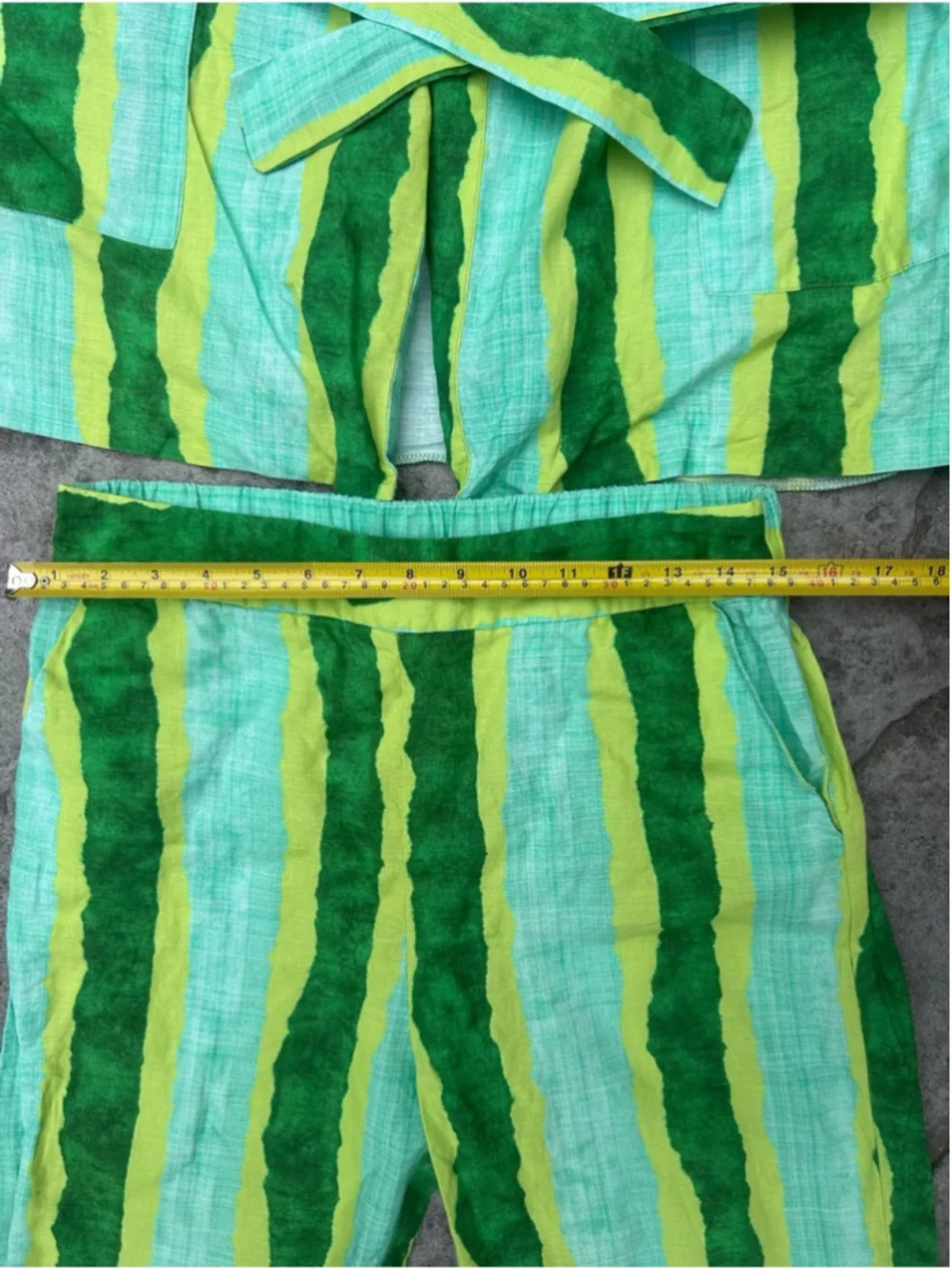 Zara Striped Linen Blend Two-Piece Set Top: Medium | Pants: Small
